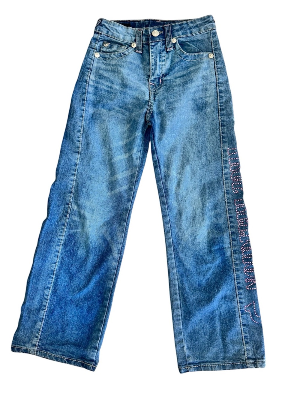 True Religion Blue Kids Jeans with Side Rhinestone Logo